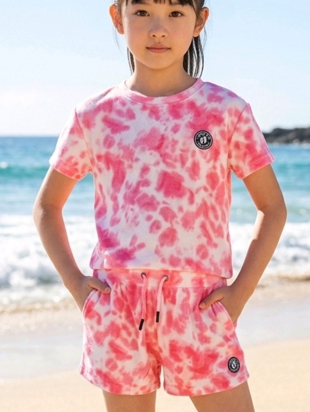 NWT Hang Ten Pink and White Tie Dye Terry Shorts